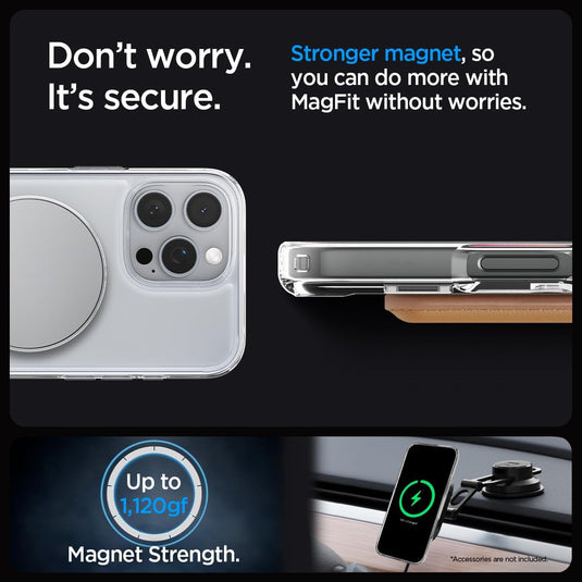 [Magsafe Compatible][Built-in Kickstand] Apple iPhone 15/Plus/Pro/Pro Max - SPIGEN Air Cushion TPU Bumper Hard PC Back Raised Edges Clear Cover Case