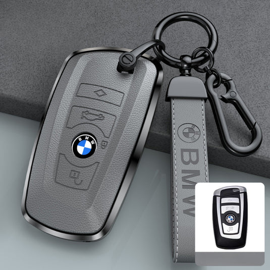 BMW Zinc Alloy + Leather Protection Car Key Case For 1, 2, 3, 5, 7 Series, X3, X5, X6