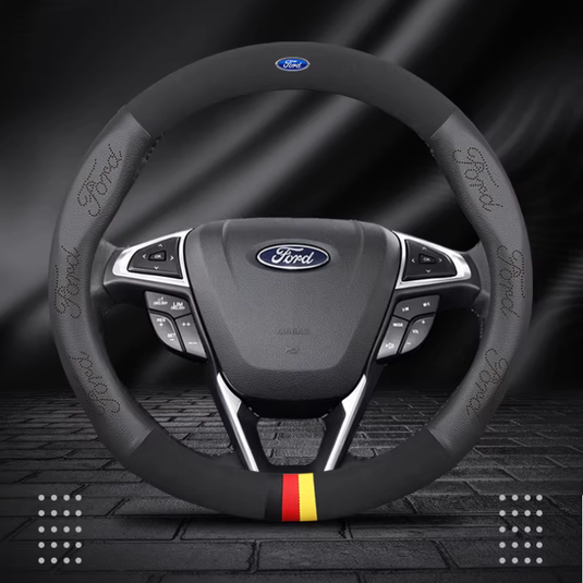 Ford Leather & Carbon Fiber Car Steering Wheel Covers for Mondeo, Focus, Edge, Escort, Kuga, Escape, Taurus