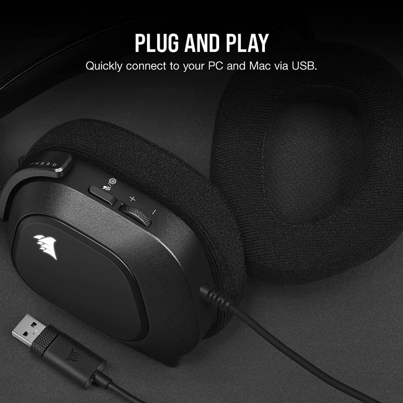 Load image into Gallery viewer, CORSAIR HS80 RGB USB Premium Gaming Headset with Dolby Audio 7.1 Surround Sound (Broadcast-Grade Omni-Directional Microphone, Memory Foam Earpads, High-Fidelity Sound, Durable Construction) Carbon
