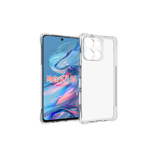 Motorola Moto G75 5G - AirPillow Cushion Transparent Soft Clear TPU Four Corners Protective Case With 2PC 9H Tempered Glass Screen Protector