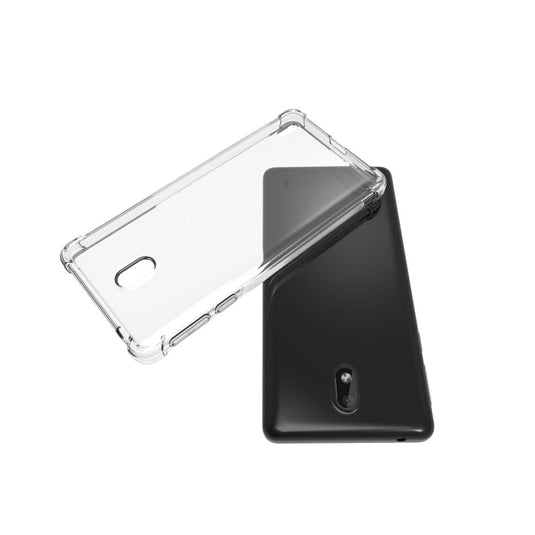 Nokia 1 Plus - AirPillow Cushion Transparent Soft Clear TPU Four Corners Protective Case With 2PC 9H Tempered Glass Screen Protector