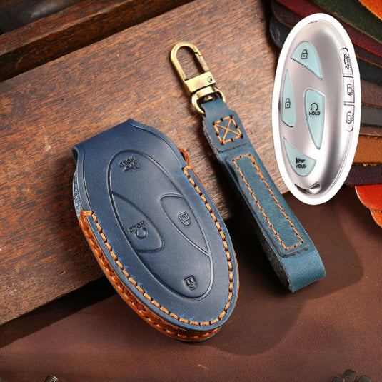 Hyundai Handcrafted Genuine Leather Car Key Protective Case For Ionic 6, Kona EV, Grandeur GN7