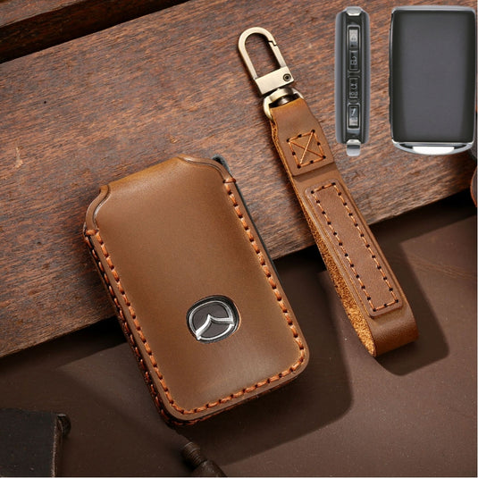 Mazda Handcrafted Genuine Leather Folding Key Protective Case For CX-5, CX-3, CX-30, CX-9