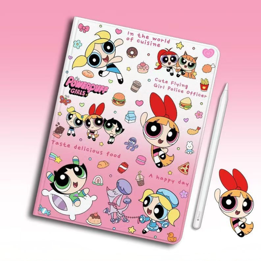 [Detachable][Built-in Pen Slot] Apple iPad 5/6 9.7'' 5/6th Gen (2017/2018) Powerpuff Girls Smart 360° Degree Rotate Stand Shockproof Flip Cover Case