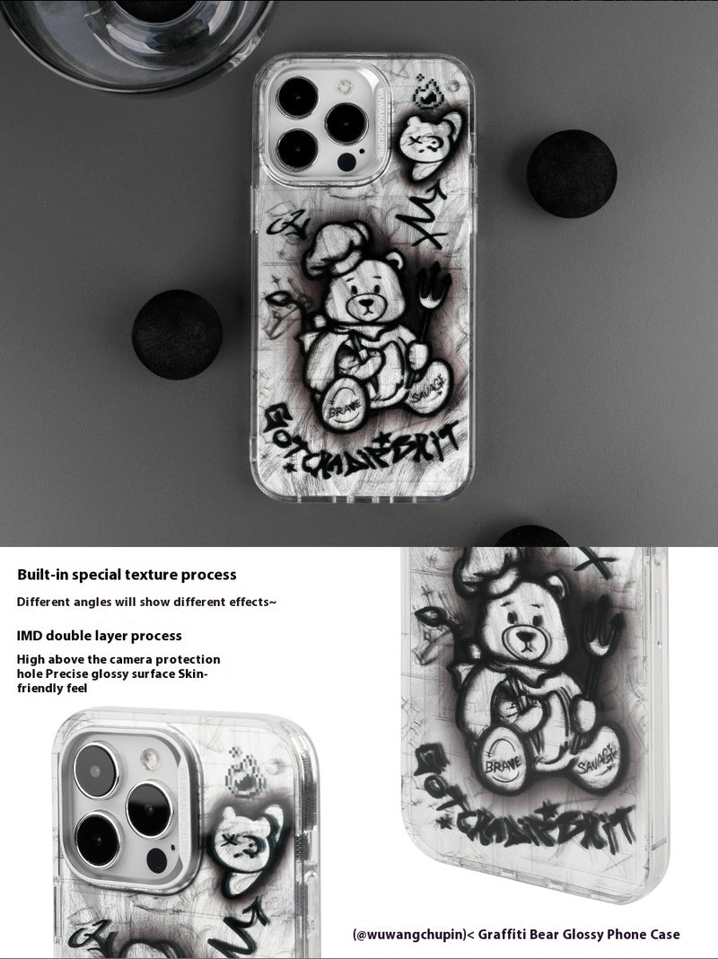 Load image into Gallery viewer, Apple iPhone 14/Pro/Pro Max Electroplated Bear Design Phone Case Shockproof Fashion Series Case
