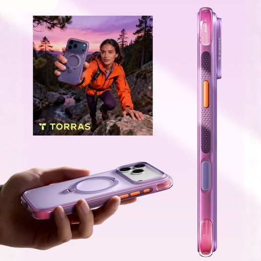 [Magsafe Compatible][Built-in Stand] Apple iPhone 17 Pro/Pro Max - TORRAS Acrylic Airbag Full-Body Shockproof Case