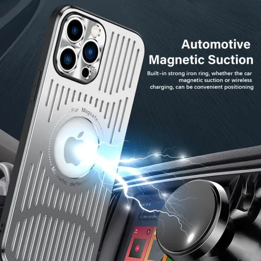 [Magsafe Compatible] Apple iPhone 15/Plus/Pro/Max - Metal Hollowed Out Heat Dissipation Protection Case