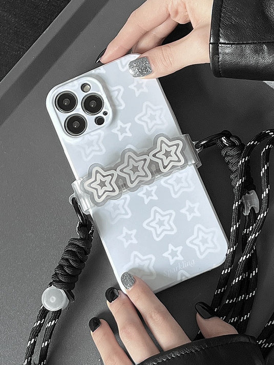 [With Strap] Apple iPhone 14/Pro/ Pro Max Star design style phone case with detachable crossbody strap Shockproof Fashion Series Case