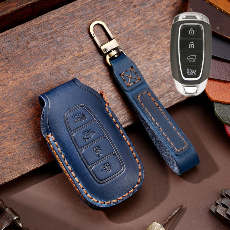 Load image into Gallery viewer, Hyundai Handcrafted Genuine Leather Car Key Protective Case For Santa Fe, Tucson, Palisade, Kona, Santa Fe, Azera
