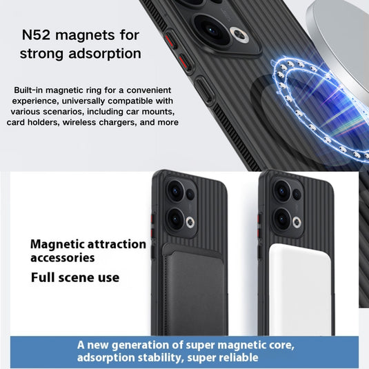 [Magsafe Compatible] OPPO Reno13 / Pro - Wavy Texture Anti Slip Cushioning Magnetic Anti Drop Protective Case