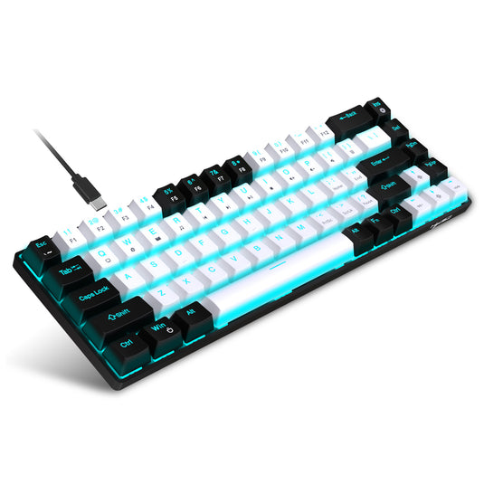 65% Compact Portable 68-Key Mechanical Wired Gaming Keyboard With Blue Switches Hot-Swappable Switches And Ergonomic Design Ice Blue Backlight