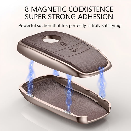 Mercedes Benz Aluminum Alloy Leather Car Key Fob Protection Case Cover For Benz A, C, E, S, G-Class, GLA, GLB, GLC, GLE, GLS, CLA, CLS, EQC