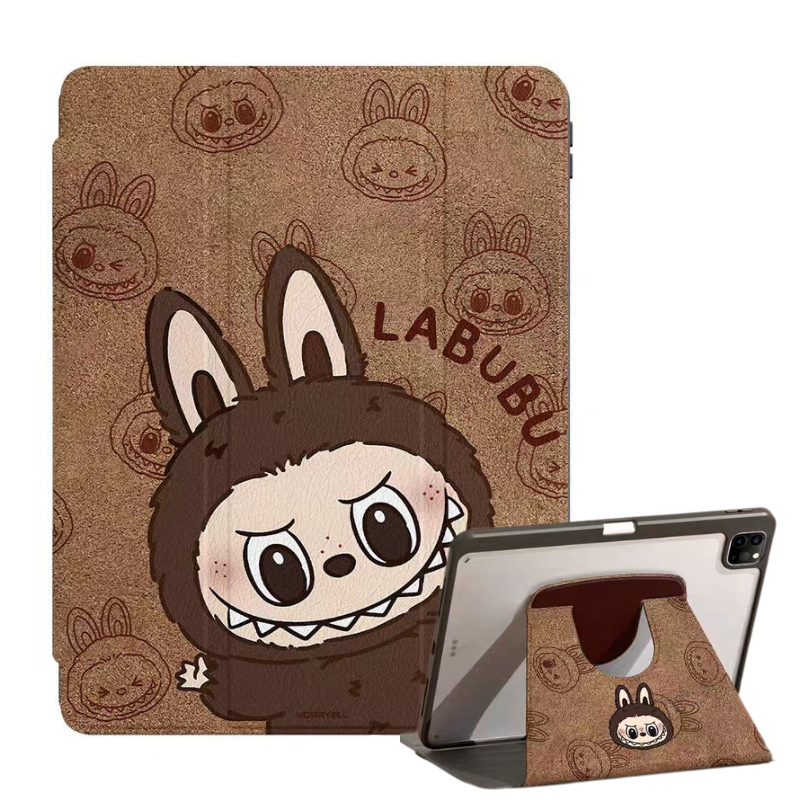 Load image into Gallery viewer, [With Pen Slot][360° Rotatable] Apple iPad Air 11-inch M2/3 (2024/2025) Labubu Cartoon Tri-Fold Flip Protective Case
