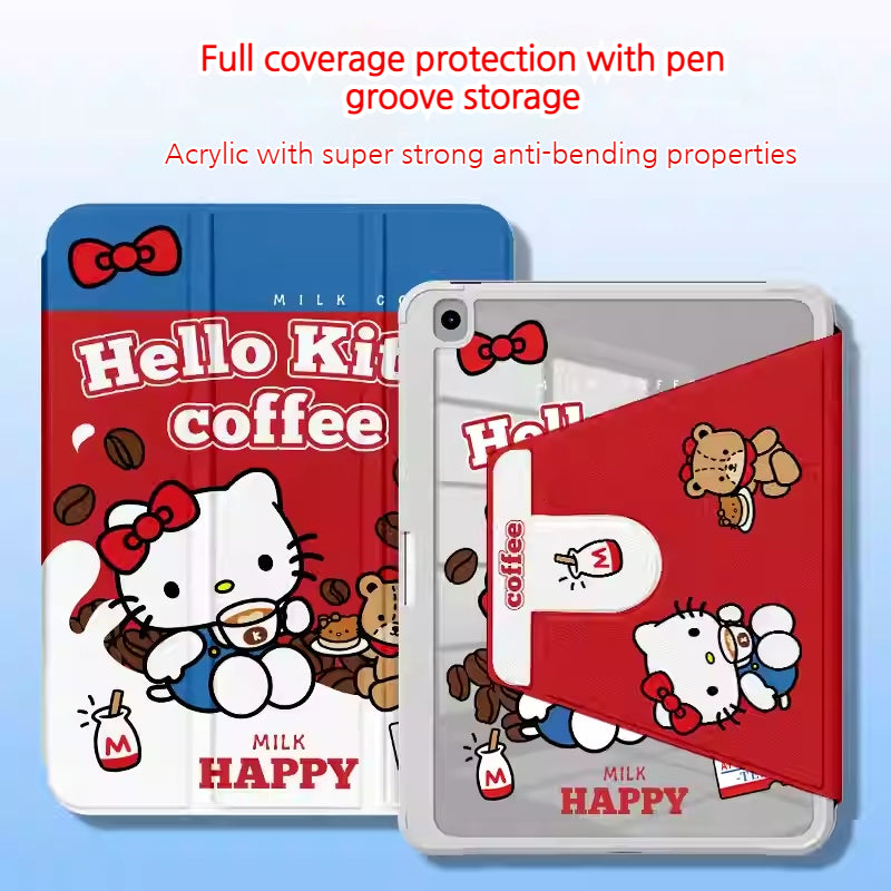 Load image into Gallery viewer, [Built-in Pen Slot] Apple iPad 7/8/9 10.2&#39;&#39; 7/8/9th Gen (2019/2020/2021) Hello Kitty Smart 360° Degree Rotate Stand Shockproof Flip Cover Case
