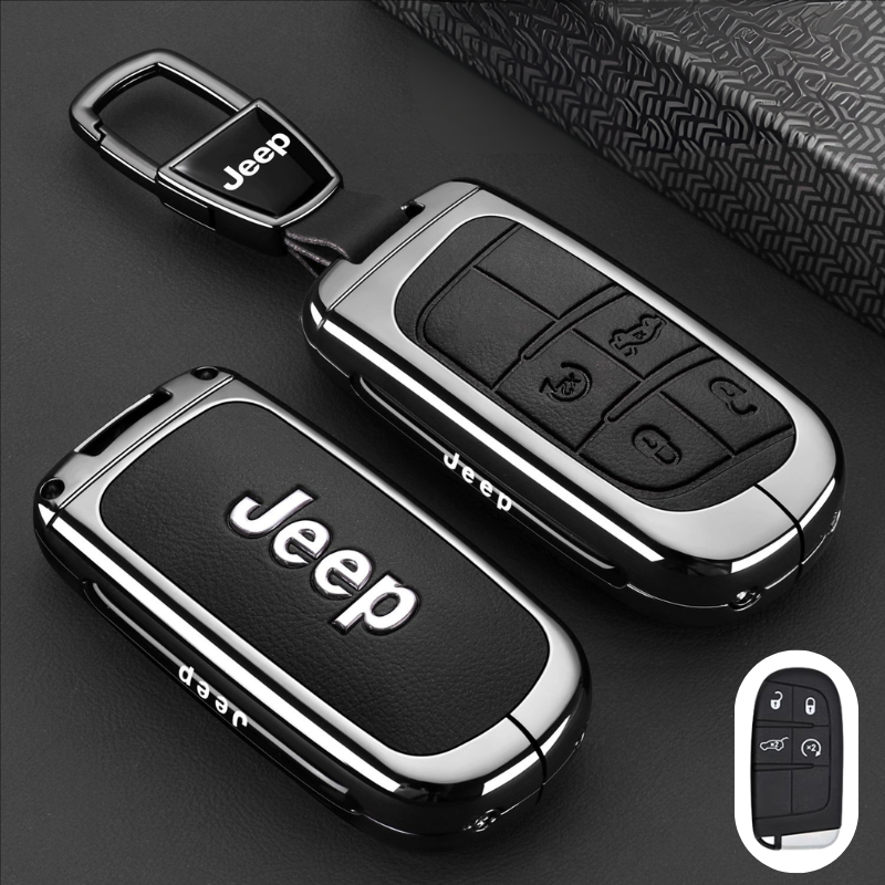 Load image into Gallery viewer, Jeep Premium Leather Protection Car Key Fob Case Cover for Grand Cherokee, Renegade, Compass, Commander, Cherokee - i-Station Mobile Phone &amp; Electronic Device Repair and Accessories
