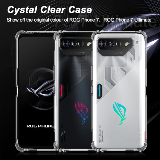 Asus ROG Phone 6/6 Pro/6D/6D Ultimate - AirPillow Cushion Transparent Soft Clear TPU Four Corners Protective Case With 2PC 9H Tempered Glass Screen Protector