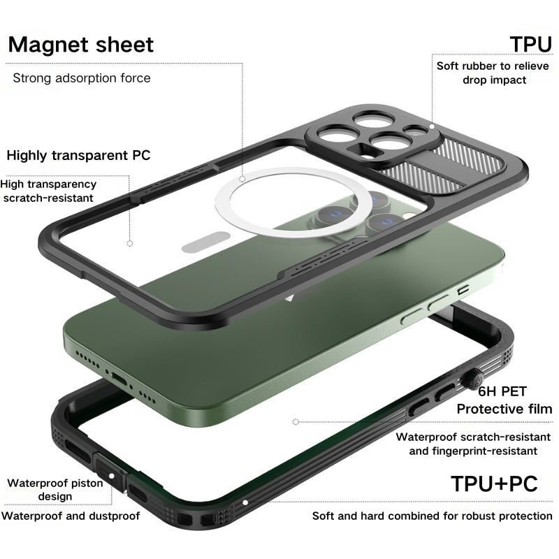 Load image into Gallery viewer, [MagSafe Compatible][Waterproof] Apple iPhone 11 / 11 Pro / 11 Pro Max - Magnetic Lifeproof Style IP68 Phone Case With Lanyard
