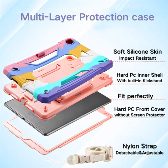 [Built-in Stand] Apple iPad 7/8/9 10.2'' 7/8/9th Gen (2019/2020/2021) Rotating Hand Strap Shockproof Protective Case With Pencil Slot