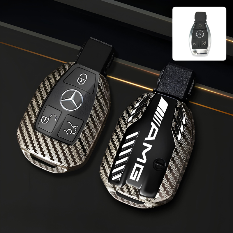 Load image into Gallery viewer, Mercedes Benz Carbon Fiber Metal Protective Car Key Fob Case Cover For Benz A, B, C, E, GLC, GLE - i-Station Mobile Phone &amp; Electronic Device Repair and Accessories
