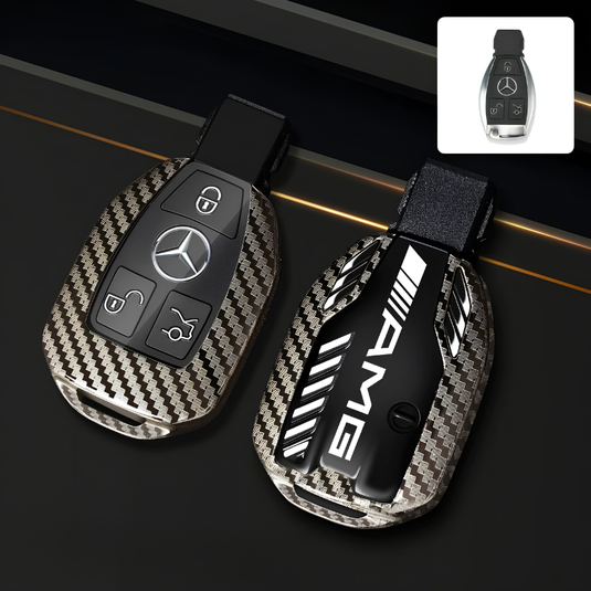 Mercedes Benz Carbon Fiber Metal Protective Car Key Fob Case Cover For Benz A, B, C, E, GLC, GLE - i-Station Mobile Phone & Electronic Device Repair and Accessories