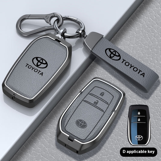 Toyota Zinc Alloy with Genuine Leather Full-Coverage Key Protective Case For RAV4, Camry, C-HR, Corolla, Prado, Prius