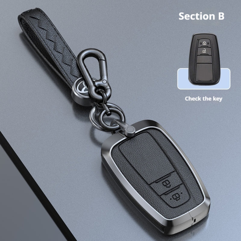 Load image into Gallery viewer, Toyota Zinc Alloy Leather Key Case For Camry, C-HR, Corolla, RAV4, Avalon, Land Cruiser, Prado, Prius
