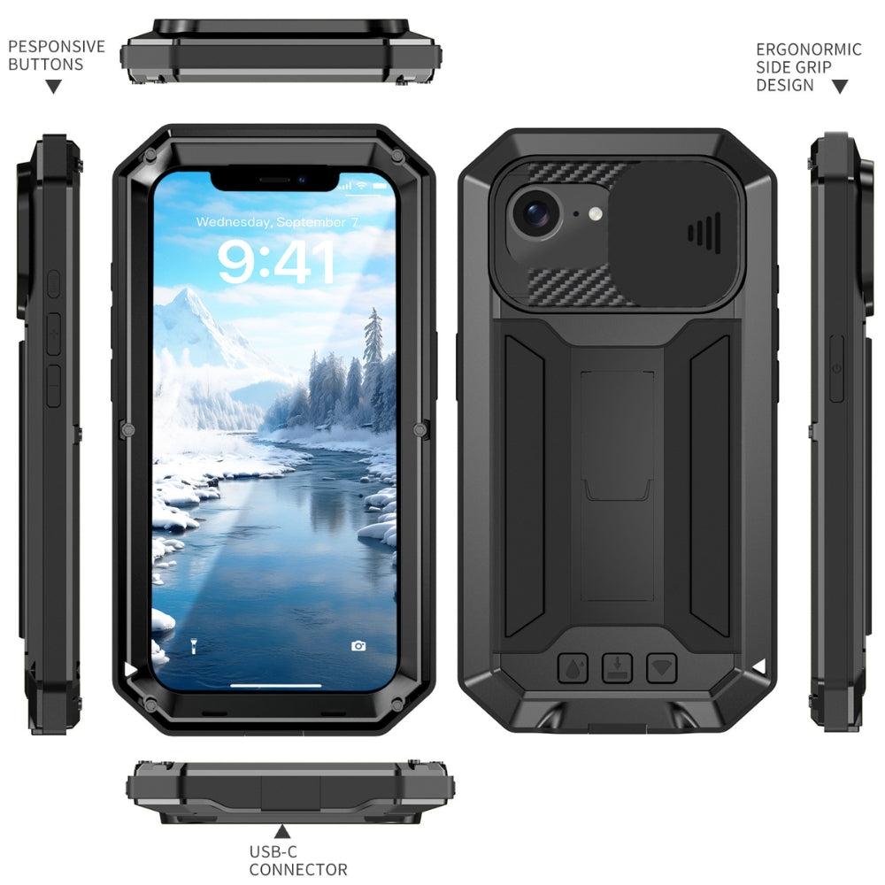 Apple iPhone 16e - R-JUST Sliding Camera IP54 Life Waterproof Holder Phone Case - i-Station Mobile Phone & Electronic Device Repair and Accessories