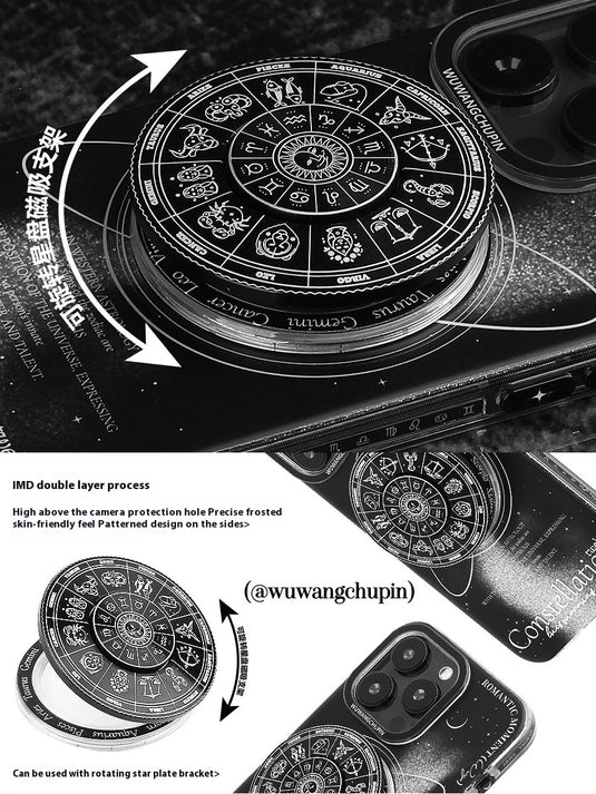 [Magsafe Compatible][With Stand] Apple iPhone 16/Pro/Pro Max cosmic zodiac design style rotating stand Shockproof Fashion Series Case