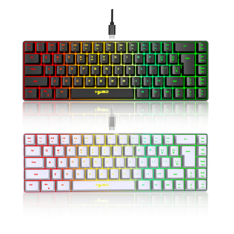 Load image into Gallery viewer, Portable 68-Key Mechanical Feel Membrane Wired Gaming Keyboard, ABS Material, RGB Backlight
