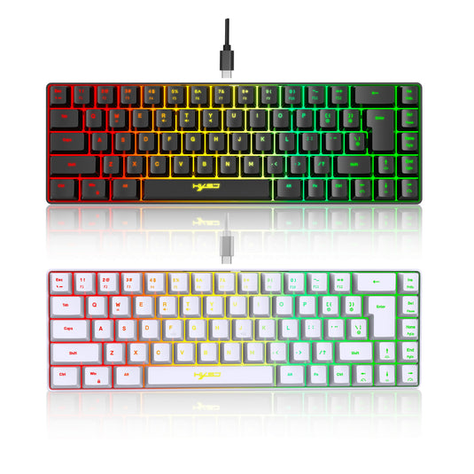 Portable 68-Key Mechanical Feel Membrane Wired Gaming Keyboard, ABS Material, RGB Backlight