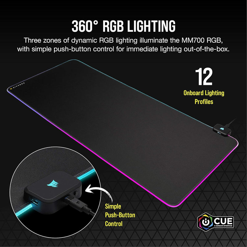 Load image into Gallery viewer, CORSAIR MM700 RGB Extended XL Cloth Gaming Mouse Pad Black CH-9417070-WW
