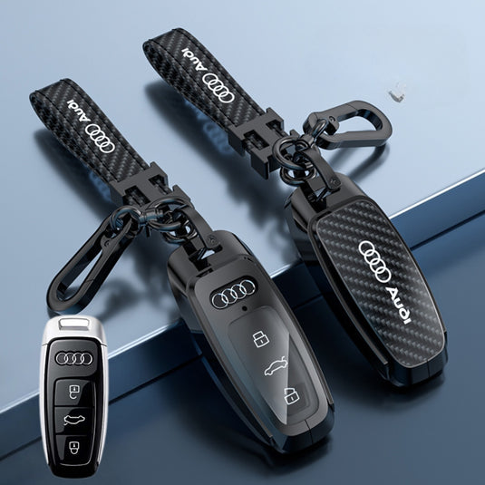 Audi Zinc Alloy + Carbon Fiber Texture Car Key Case For A3, A4, A5, A6, Q2, Q3, Q5, Q7, Q8, e-tron