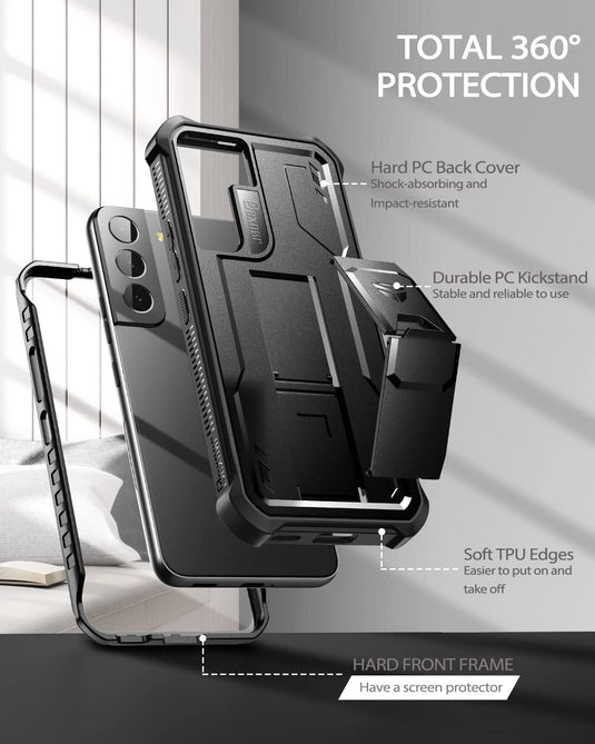 [Screen Protector & Kickstand] Samsung Galaxy S22/S22 Ultra - Shockproof Rugged Case Full-Body Bumper Protective Heavy Duty Case