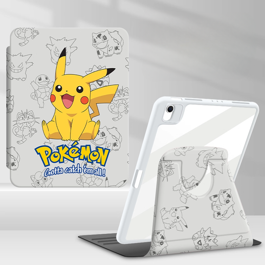 [Built-in Pen Slot] Apple iPad 7/8/9 10.2'' 7/8/9th Gen (2019/2020/2021) Pokémon Smart 360° Degree Rotate Stand Shockproof Flip Cover Case