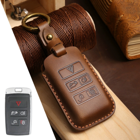 Jaguar Premium Leather Protection Car Key Fob Case Cover For XEL, XJ, F-PACE, XFL, XE, XF