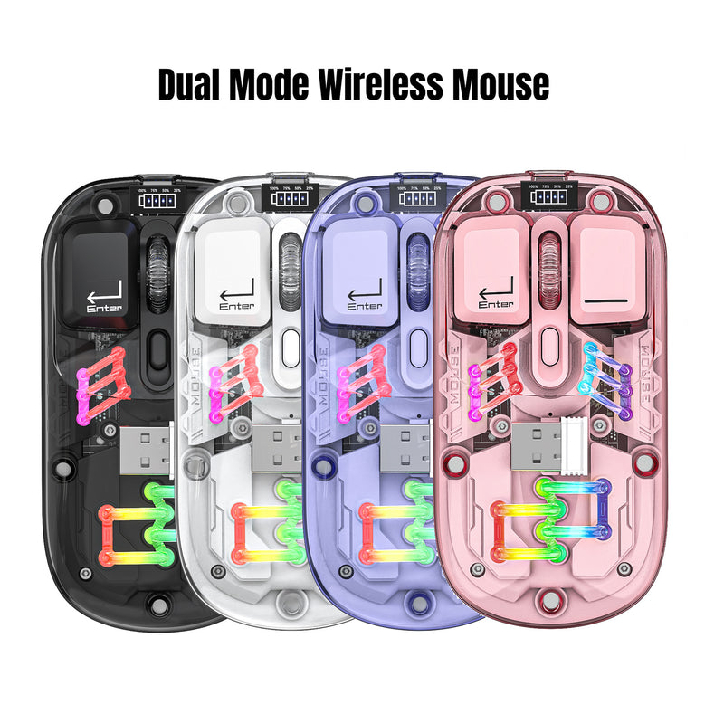 Load image into Gallery viewer, Wireless Dual-Mode RGB Bluetooth Lightweight Noise-Fre Mouse Ergonomic Universal Hots Clear Shell Gaming Mouse
