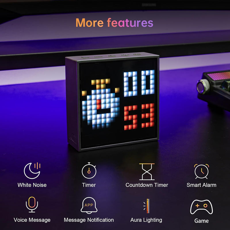 Load image into Gallery viewer, Divoom TimeBox Evo -- Pixel Art Bluetooth Speaker with 16x16 LED DIY Display APP Control - Cool Animation Frame &amp; Gaming Room Setup &amp; Bedside Alarm Clock
