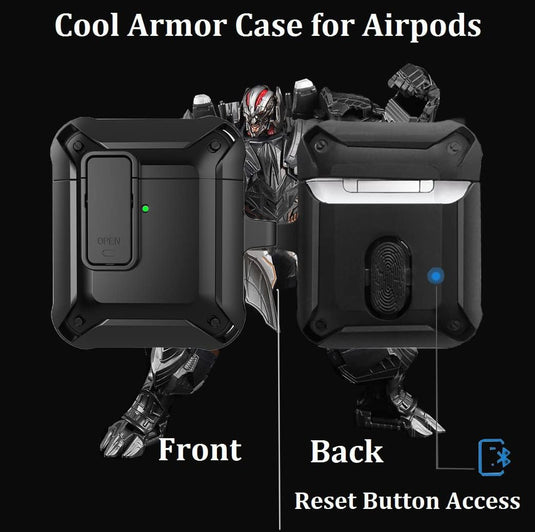 Apple AirPods 1/2 - Full Drop Protection Auto Pop-Up Lid Design Cover Heavy Duty Protecive Case