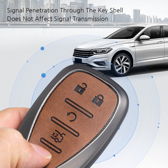 Chevrolet Zinc Alloy + PU Leather Car Key Fob Case Cover For Cavalier, Malibu, Cruze, Trax, Monza, Sail
