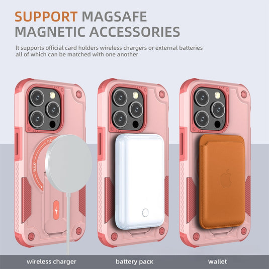 [Invisible Bracket] Apple iPhone 15/Plus/Pro/Max - Magnetic Compatible Case with Hidden Kickstand