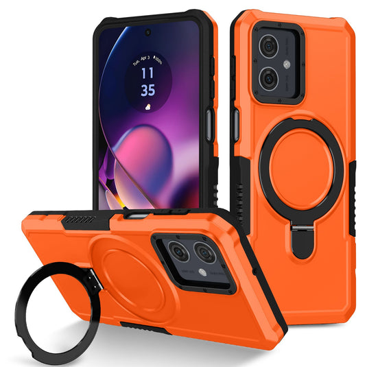 [Ring Rotating Stand] Motorola Moto E14/G14 - Shield Shockproof Rugged Heavy Duty Case With 2PC 9H Tempered Glass Screen Protector