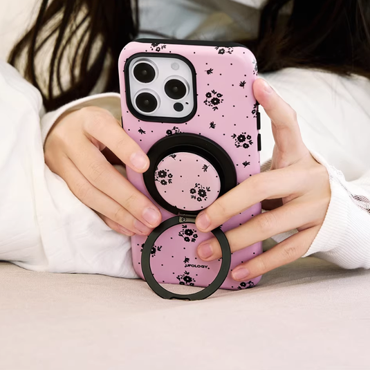 [Magsafe Compatible] Apple iPhone 17/Pro/Max - Ditsy Floral Design 2-in-1 Shockproof Phone Case with Stand