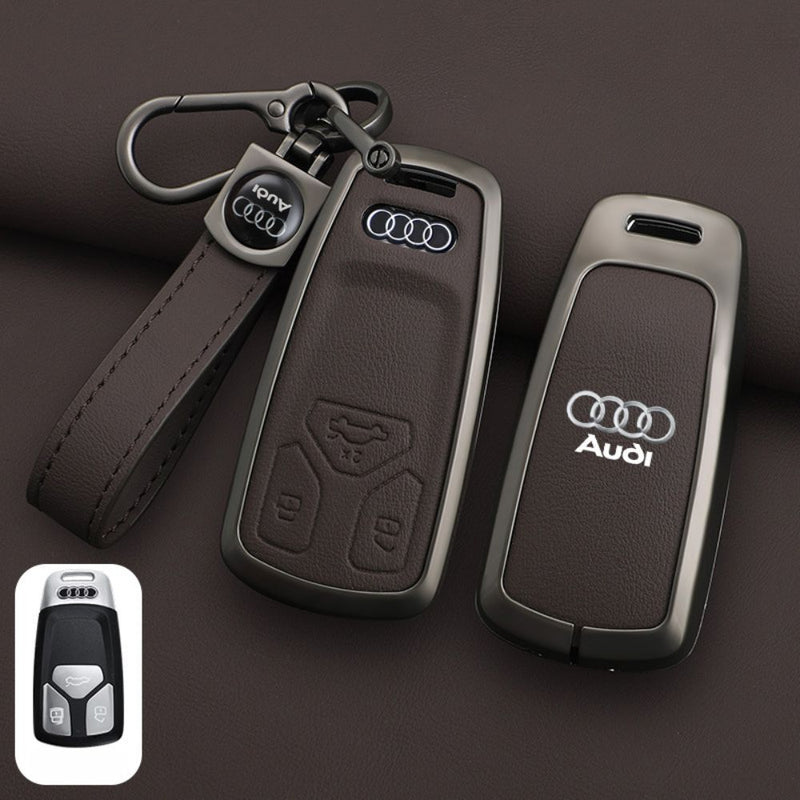 Load image into Gallery viewer, Audi Zinc Alloy + Leather Car Key Case For A4, A5, A6,A8, Q2, Q5, Q7
