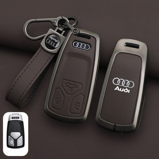 Audi Zinc Alloy + Leather Car Key Case For A4, A5, A6,A8, Q2, Q5, Q7