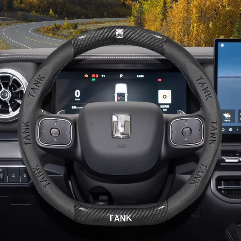 Load image into Gallery viewer, Great Wall Carbon Fiber &amp; Nappa Leather Grip Steering Wheel Cover for Tank 300, Tank 400, Tank 500 Hi4-T
