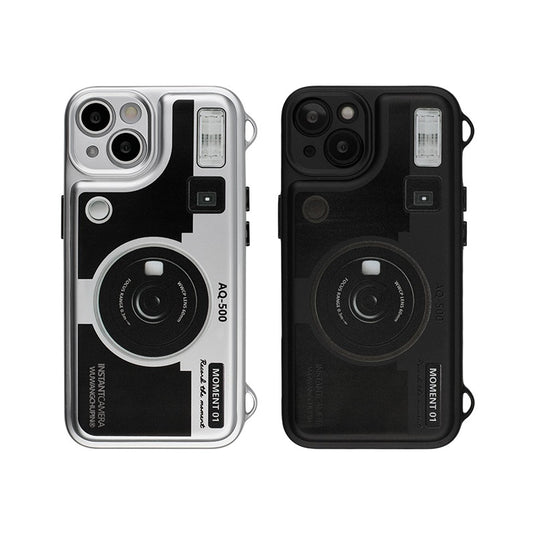 [With Shoulder Strap / Stand] Apple iPhone 15/Pro/Pro Max Retro camera design style Shockproof Fashion Stand Case