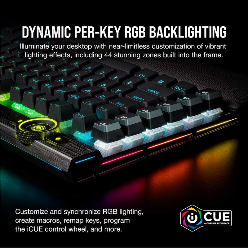 Load image into Gallery viewer, CORSAIR K100 RGB Optical-Mechanical Gaming Keyboard - Corsair OPX RGB Optical-Mechanical Keyswitches - AXON Hyper-Processing Technology for 4X Faster Throughput - 44-Zone RGB LightEdge
