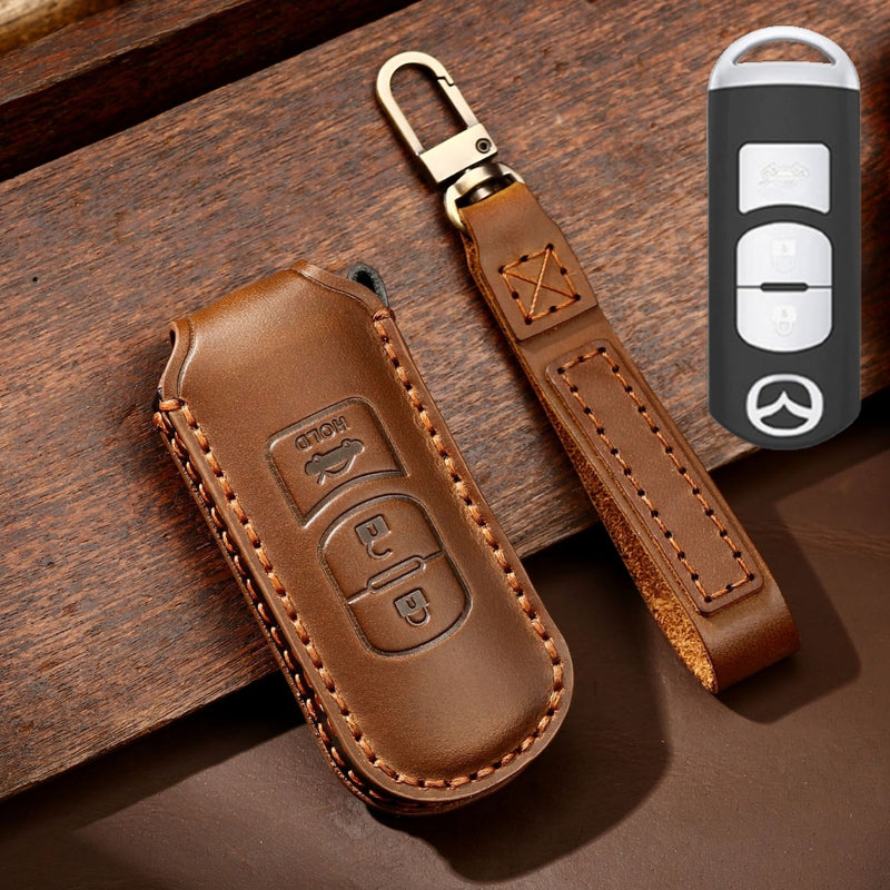 Load image into Gallery viewer, Mazda Handcrafted Genuine Leather Folding Key Protective Case For CX-5, CX-4, CX-3
