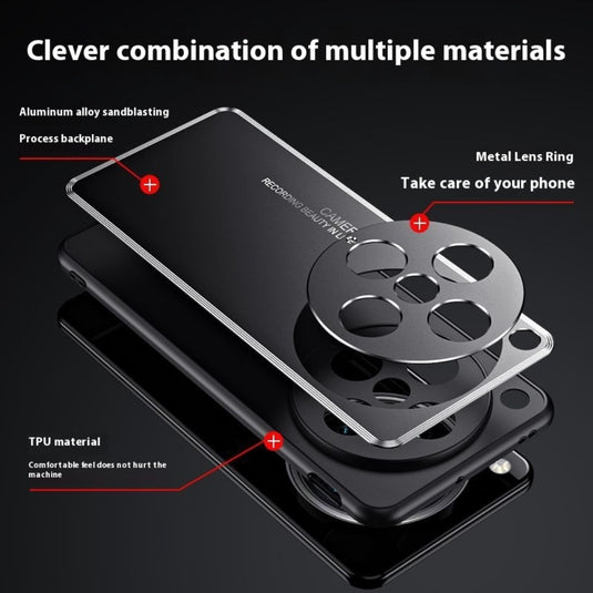 OPPO Reno12 / Pro - Metal Large Hole Lens Full Cover Soft Edge Anti Fall Case